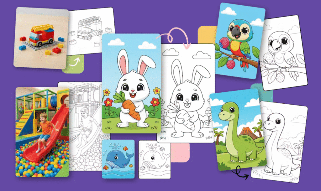 ColorBooks AI dashboard interface – AI coloring book generator demo