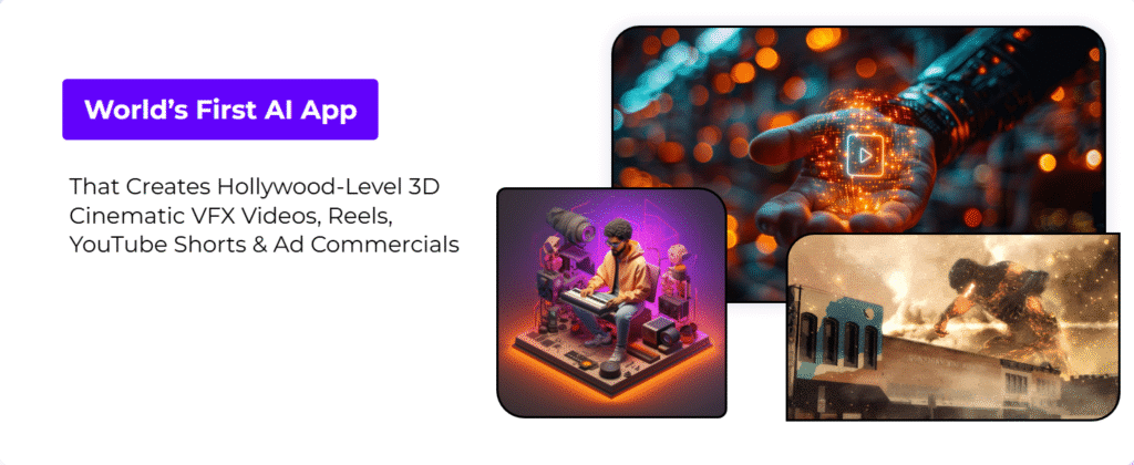 CineFX AI dashboard interface showing cinematic video creation