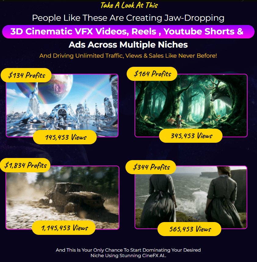 CineFX AI text to video cinematic generator